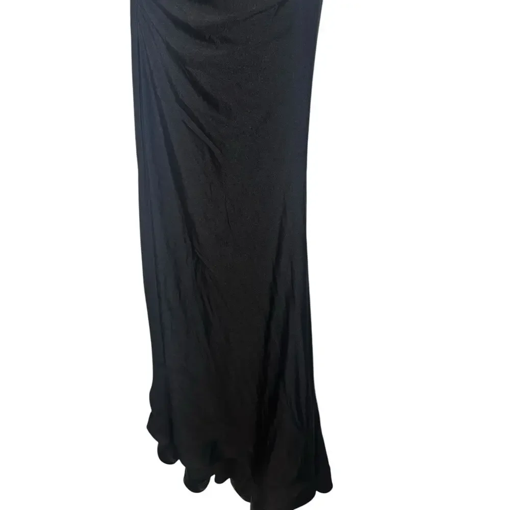 NWT Cinderella Divine Asymmetrical Neckline Bodycon Slit Black Dress Gown 2 - Picture 7 of 12